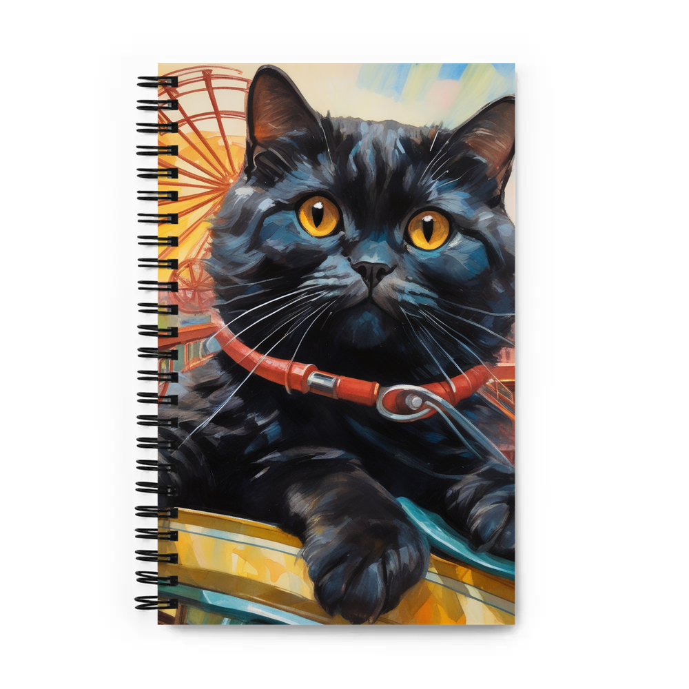 PugMug Custom Black Scottish Fold Cat Spiral Notebook