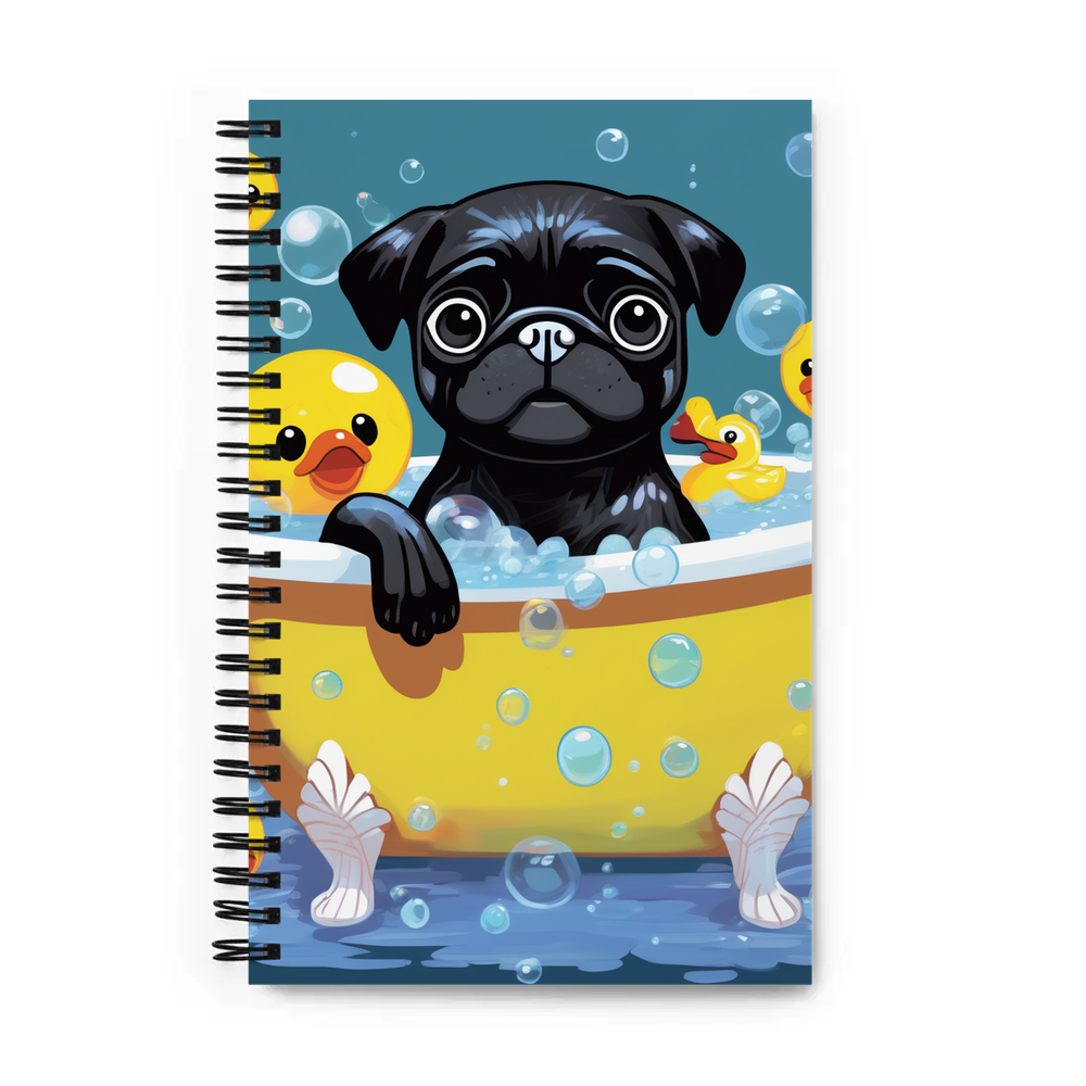 PugMug Custom Black Pug Spiral Notebook
