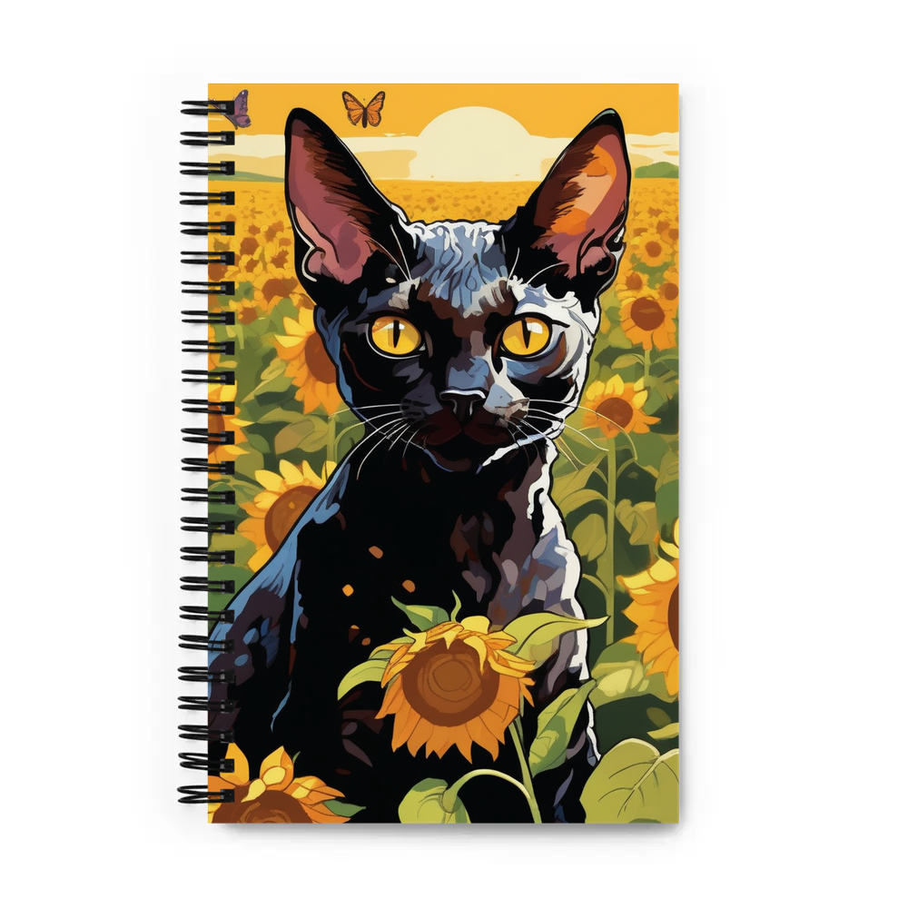 PugMug Custom Black Devon Rex Cat Spiral Notebook
