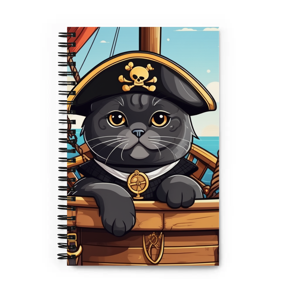 PugMug Custom Black Scottish Fold Cat Spiral Notebook