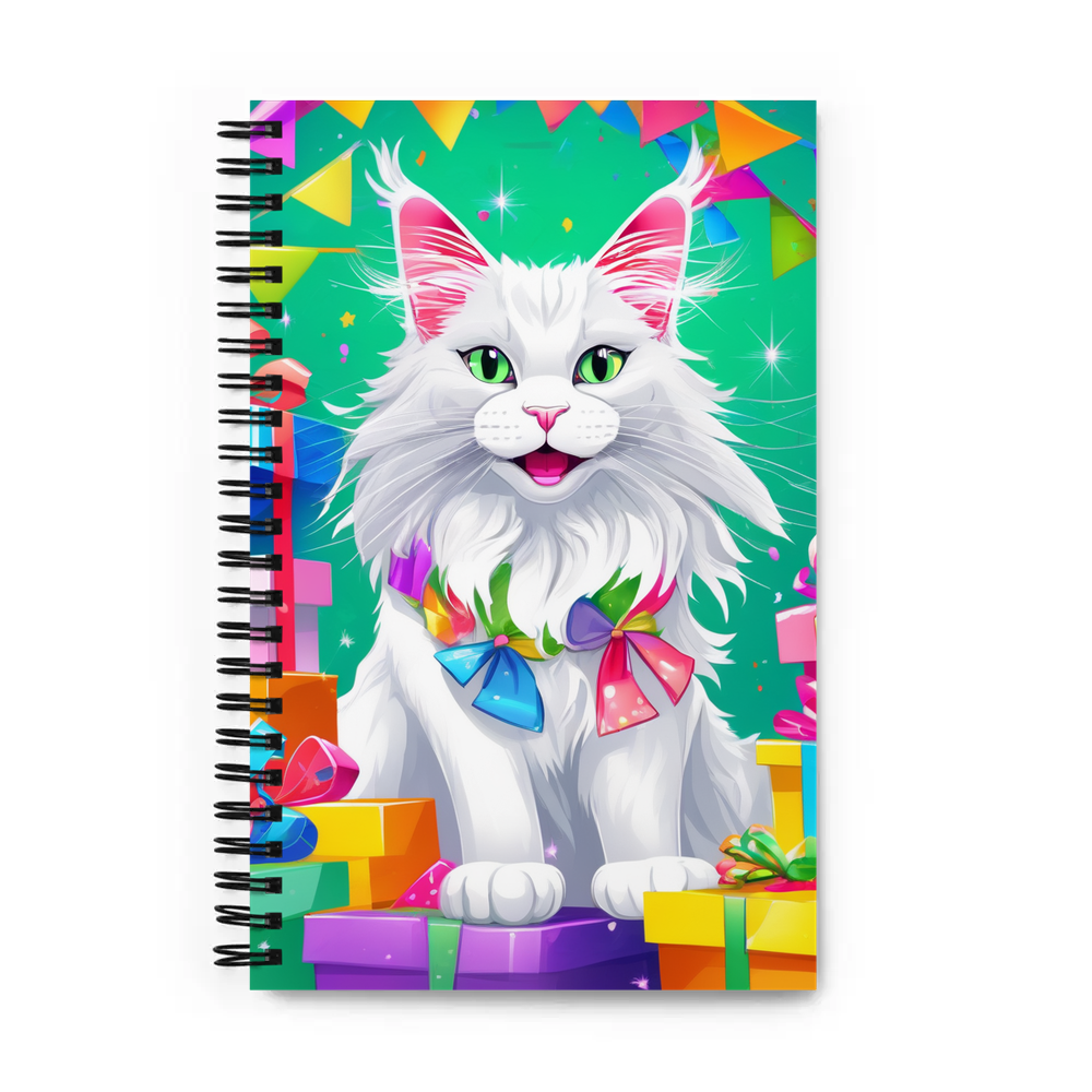 PugMug Custom White Maine Coon Cat Spiral Notebook