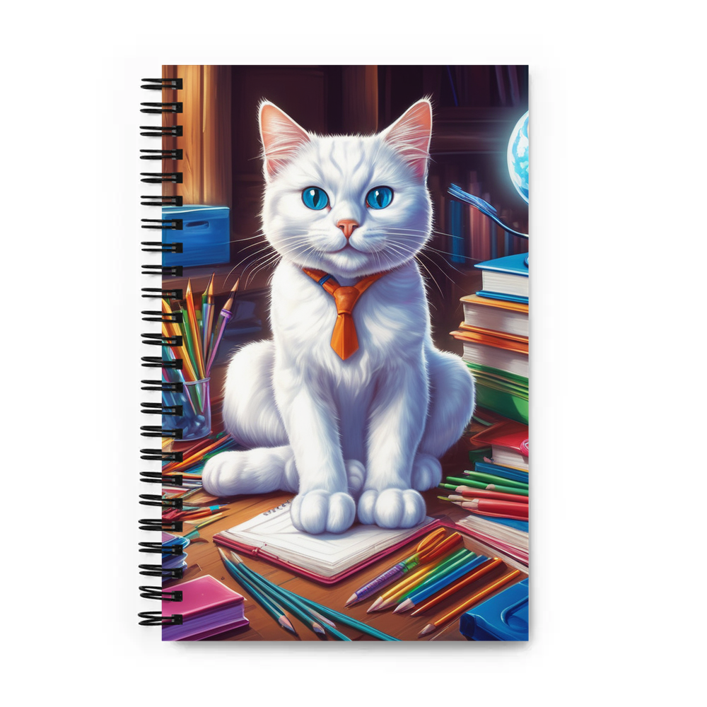 PugMug Custom White Companion Cat Spiral Notebook