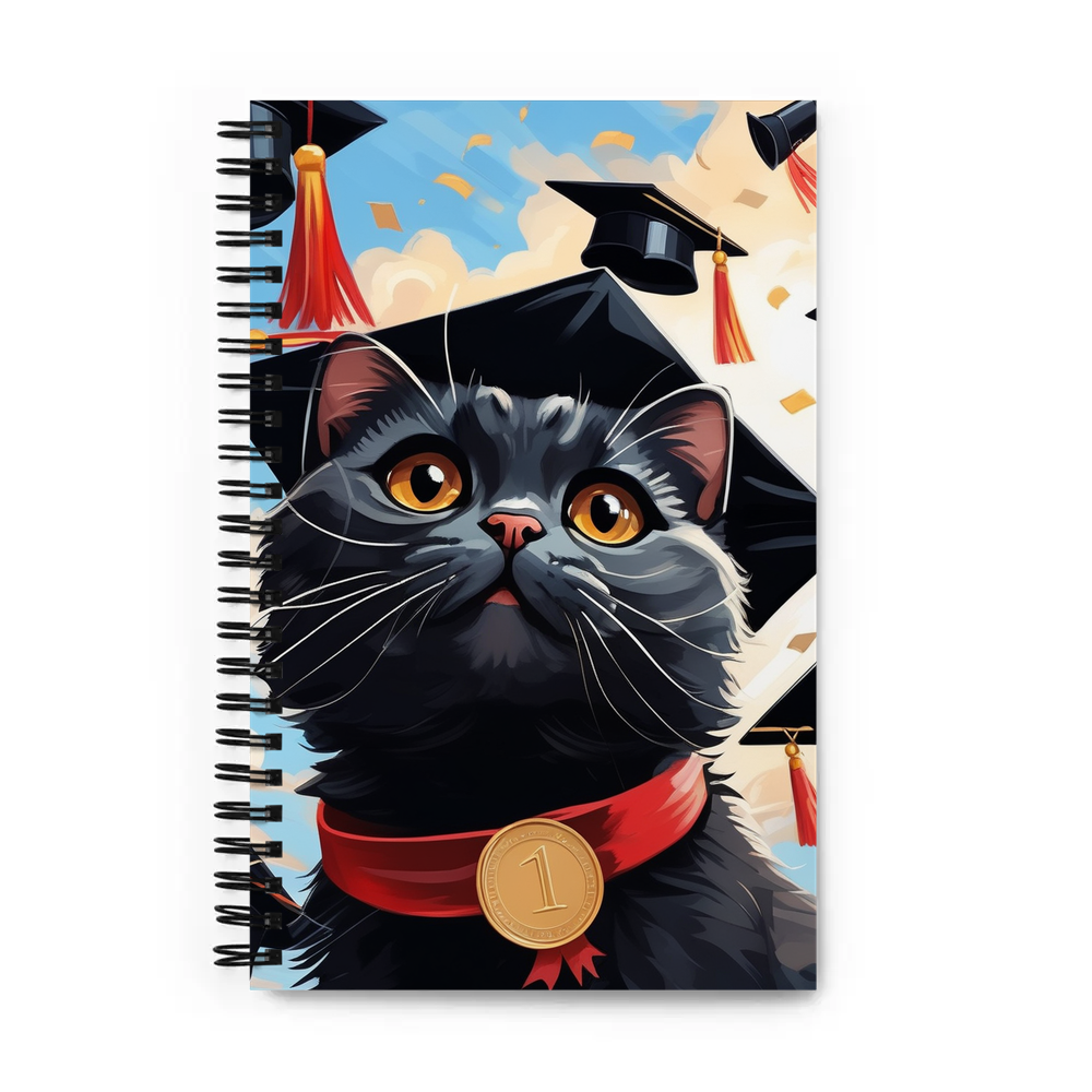 PugMug Custom Black Scottish Fold Cat Spiral Notebook