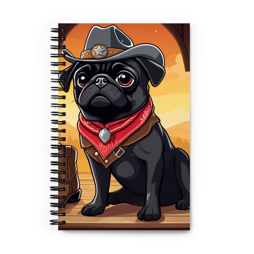PugMug Custom Black Pug Spiral Notebook
