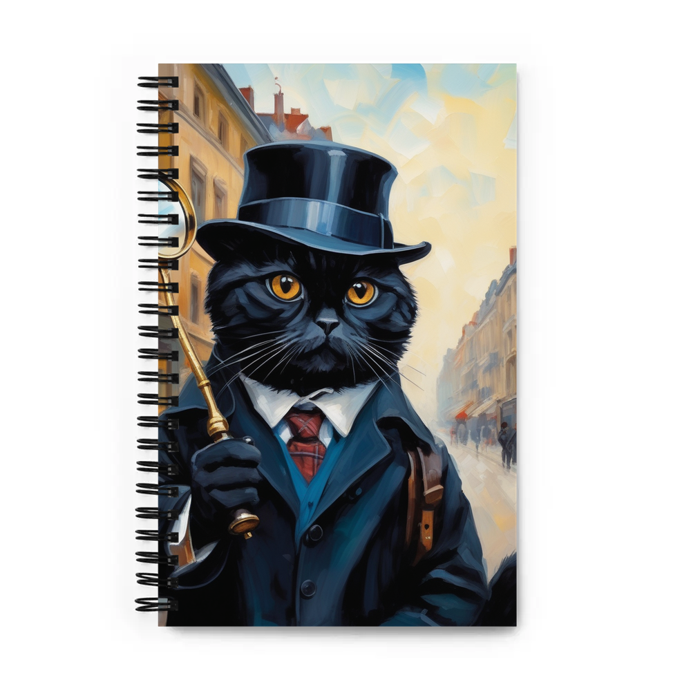 PugMug Custom Black Scottish Fold Cat Spiral Notebook