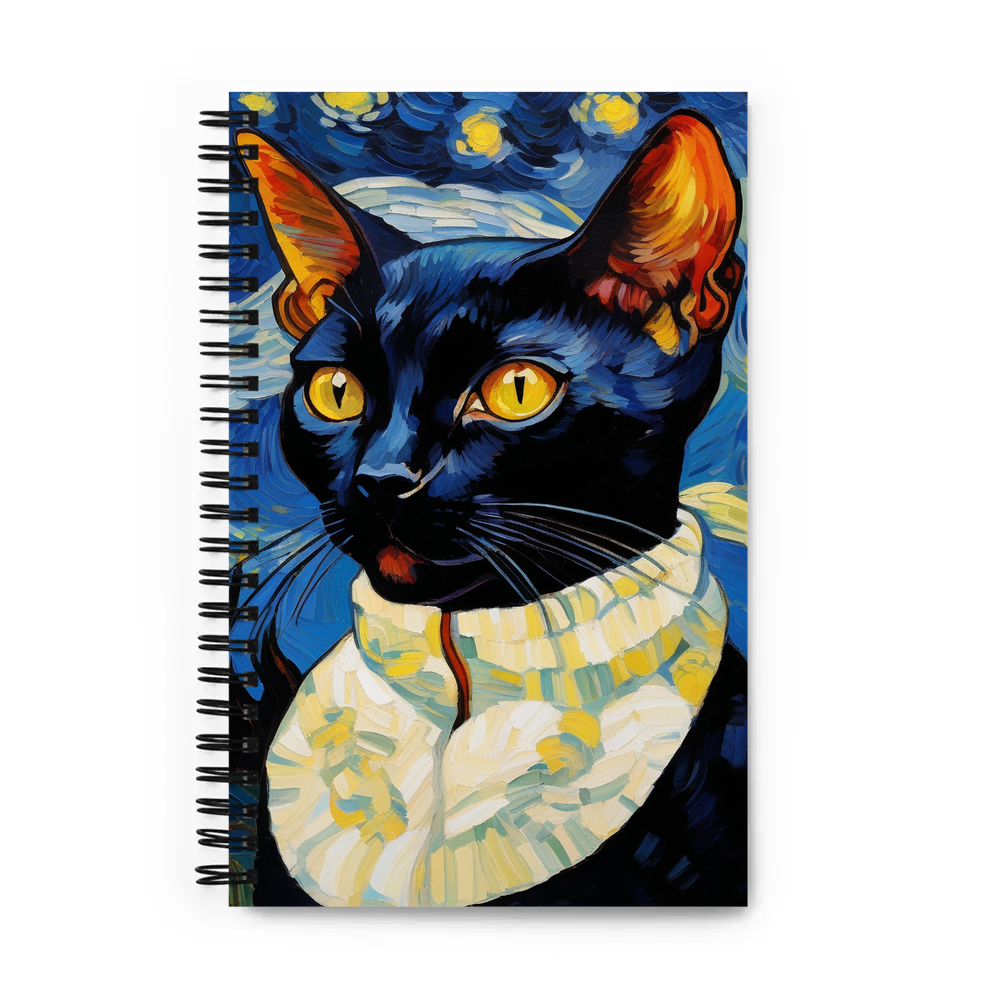 PugMug Custom Black Devon Rex Cat Spiral Notebook