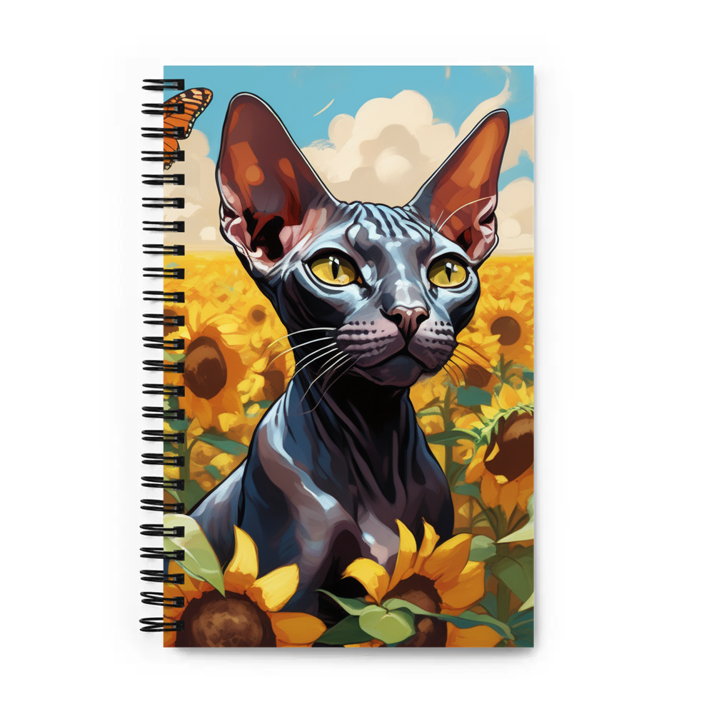 PugMug Custom Black Sphynx Cat Spiral Notebook