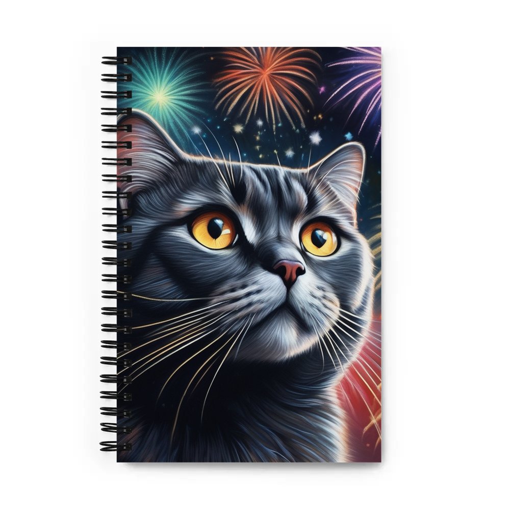 PugMug Custom Black Scottish Fold Cat Spiral Notebook