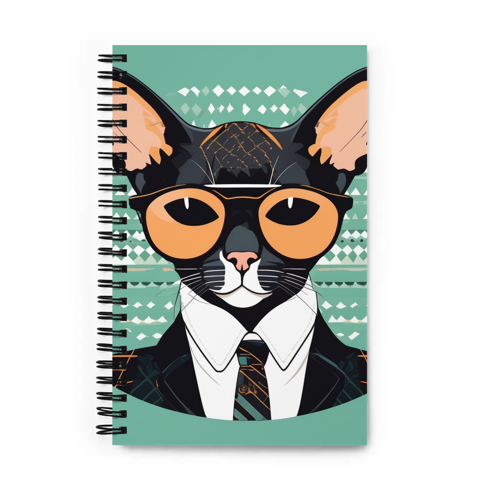 PugMug Custom Black Devon Rex Cat Spiral Notebook