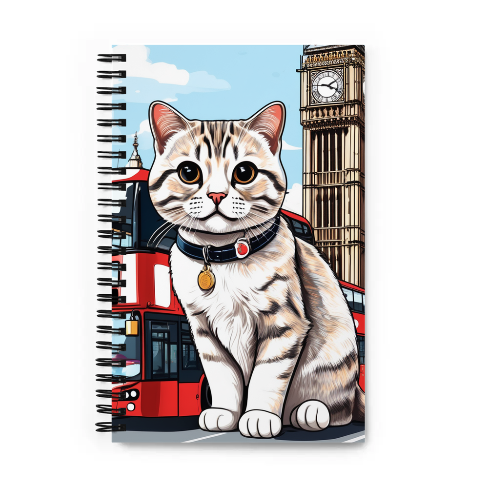 PugMug Custom Tabby Scottish Fold Cat Spiral Notebook