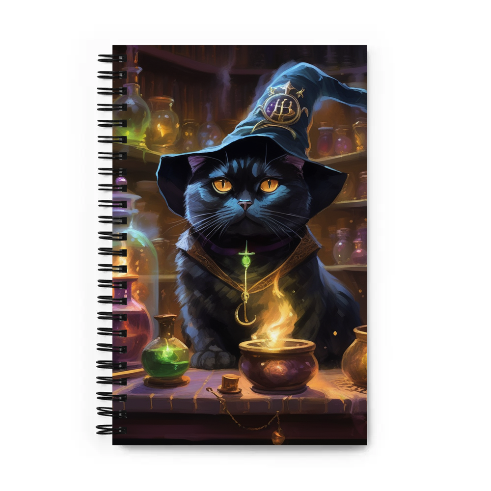 PugMug Custom Black Scottish Fold Cat Spiral Notebook