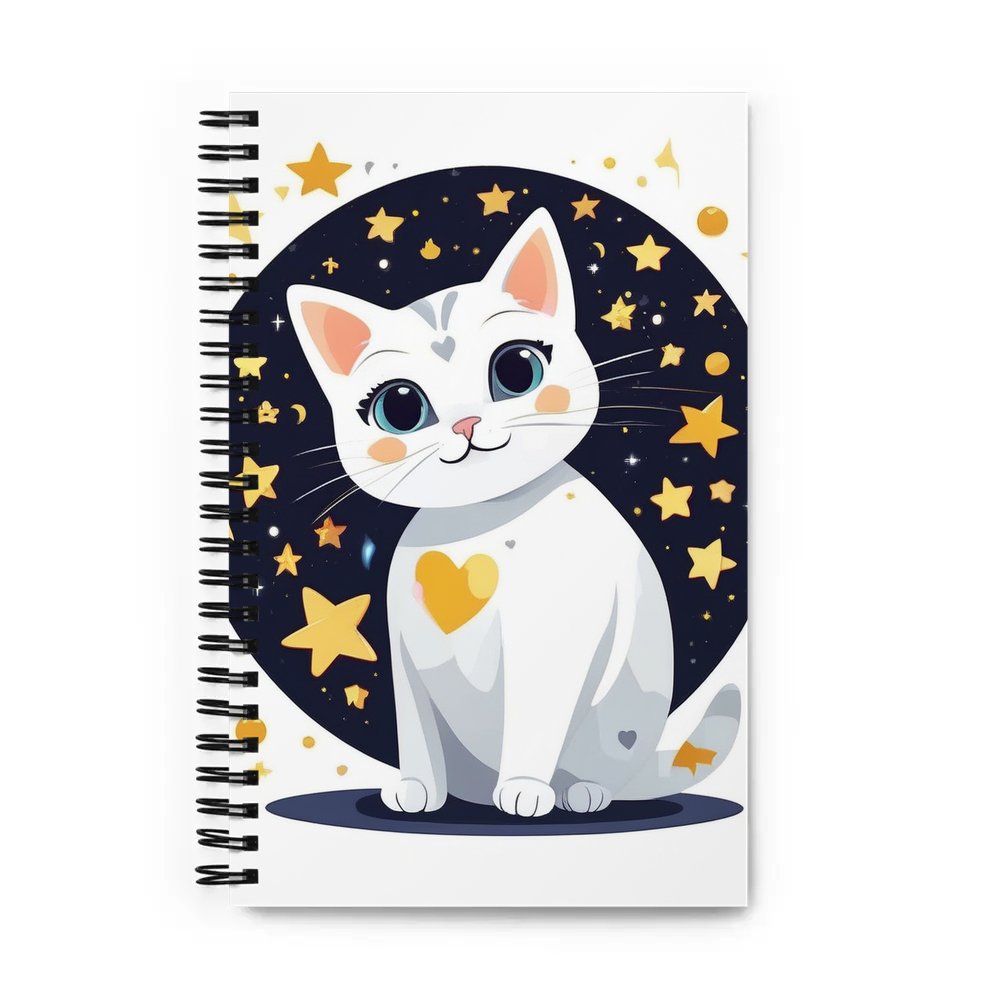 PugMug Custom White Companion Cat Spiral Notebook
