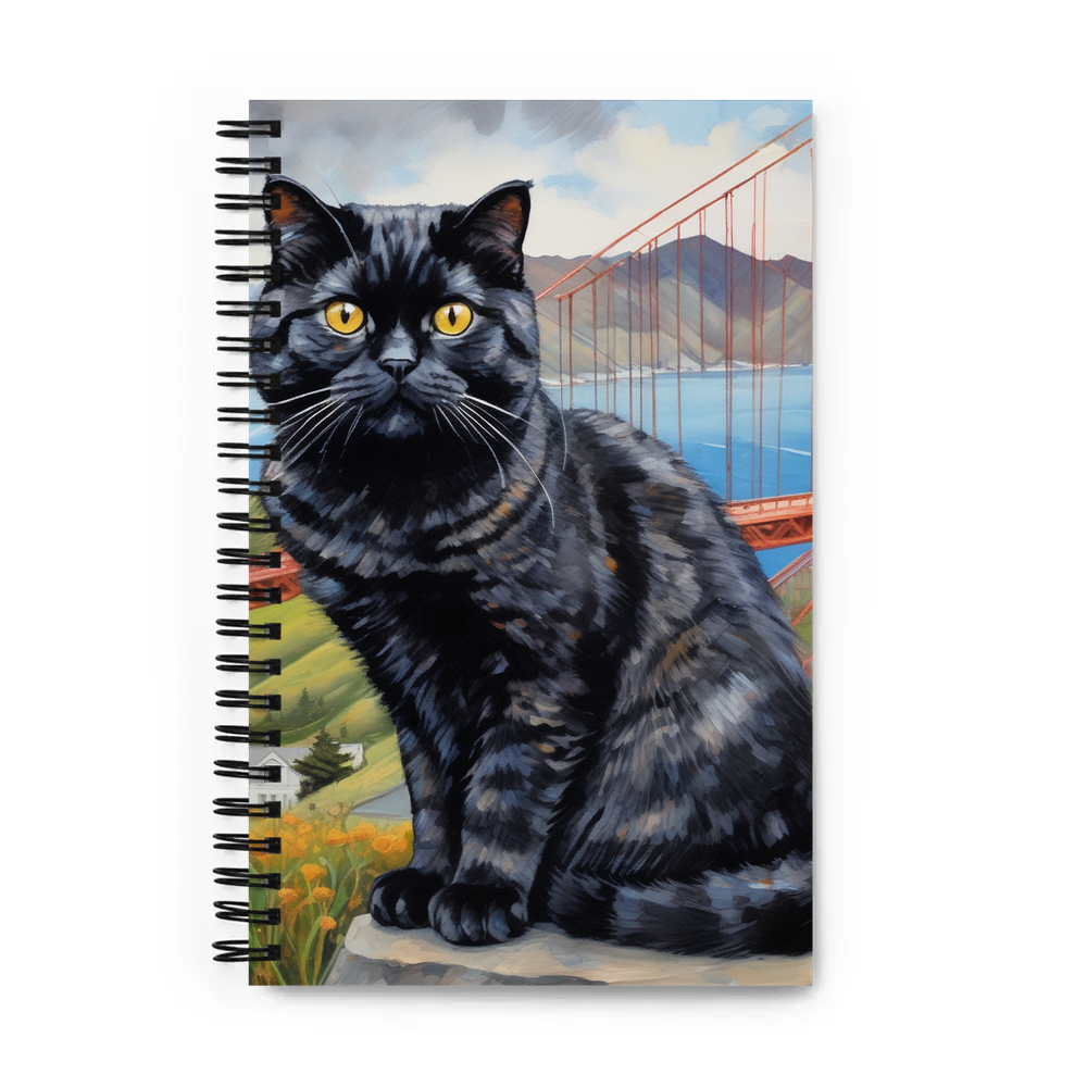 PugMug Custom Black Scottish Fold Cat Spiral Notebook