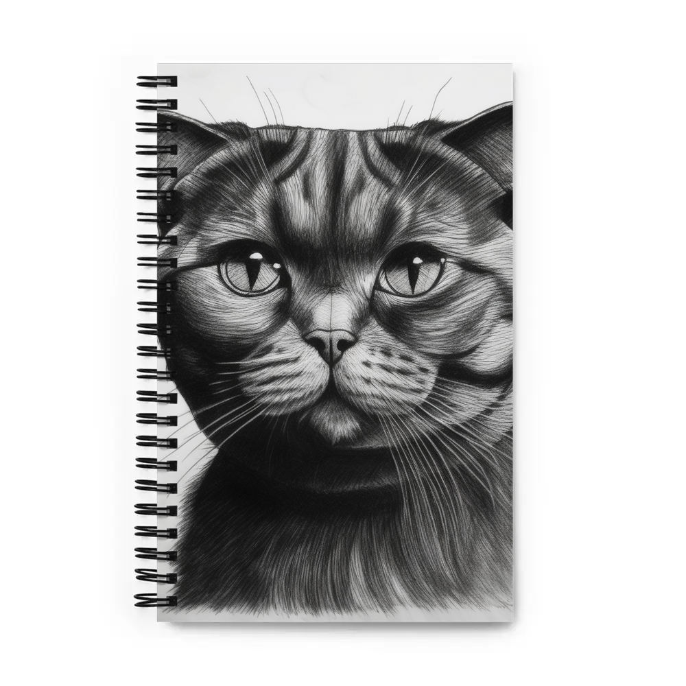 PugMug Custom Black Scottish Fold Cat Spiral Notebook