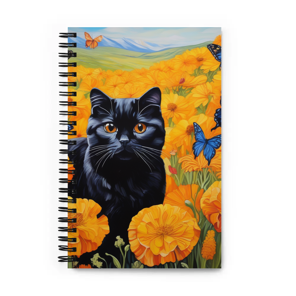 PugMug Custom Black Scottish Fold Cat Spiral Notebook