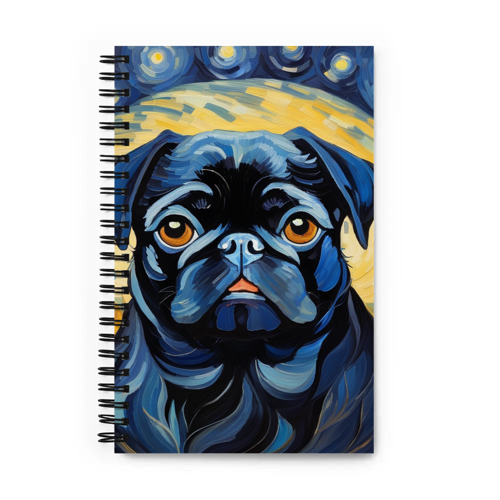 PugMug Custom Black Pug Spiral Notebook