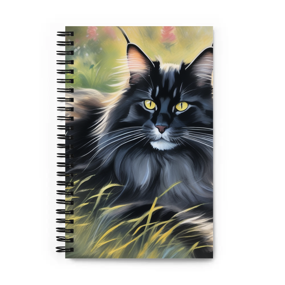 PugMug Custom Black Maine Coon Cat Spiral Notebook