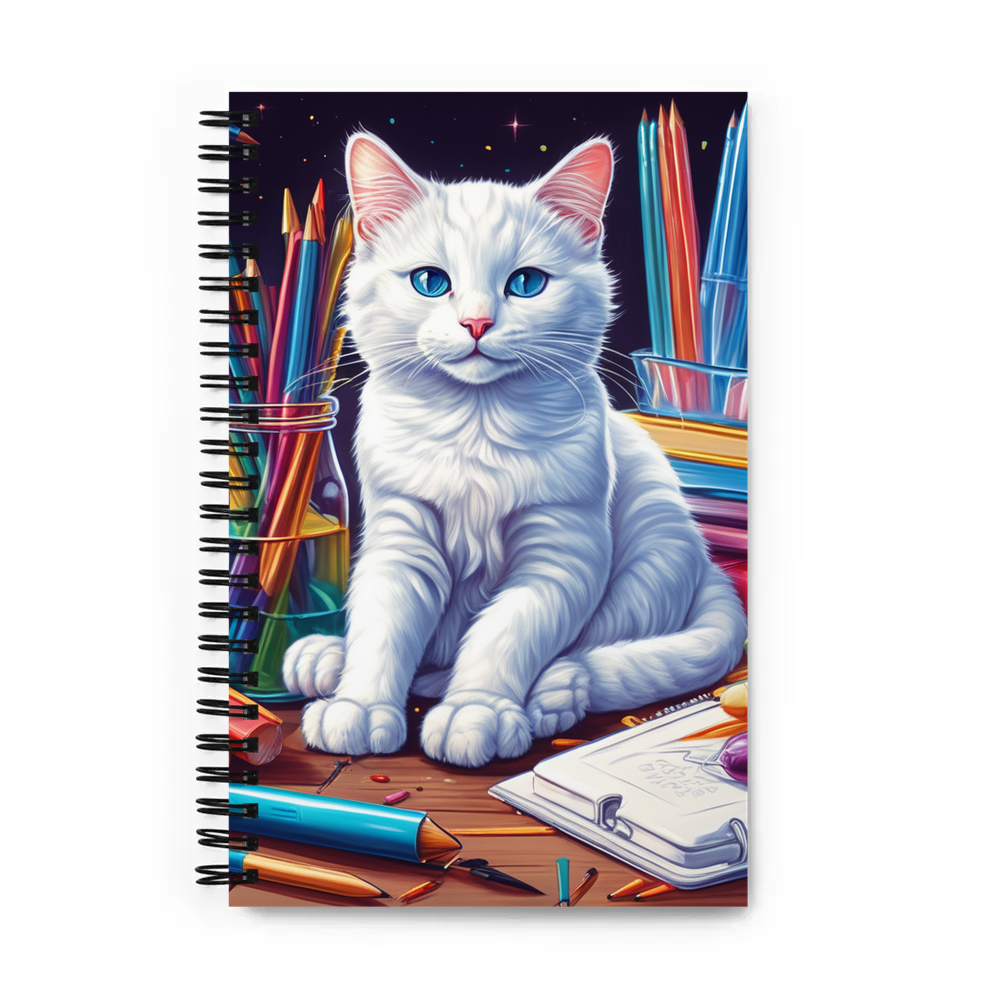 PugMug Custom White Companion Cat Spiral Notebook
