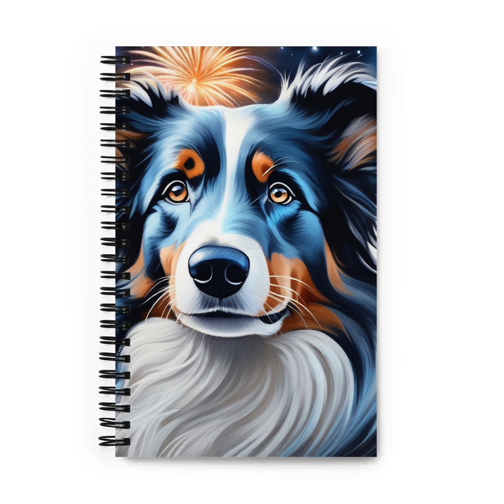PugMug Custom Blue Merle Border Collie Spiral Notebook