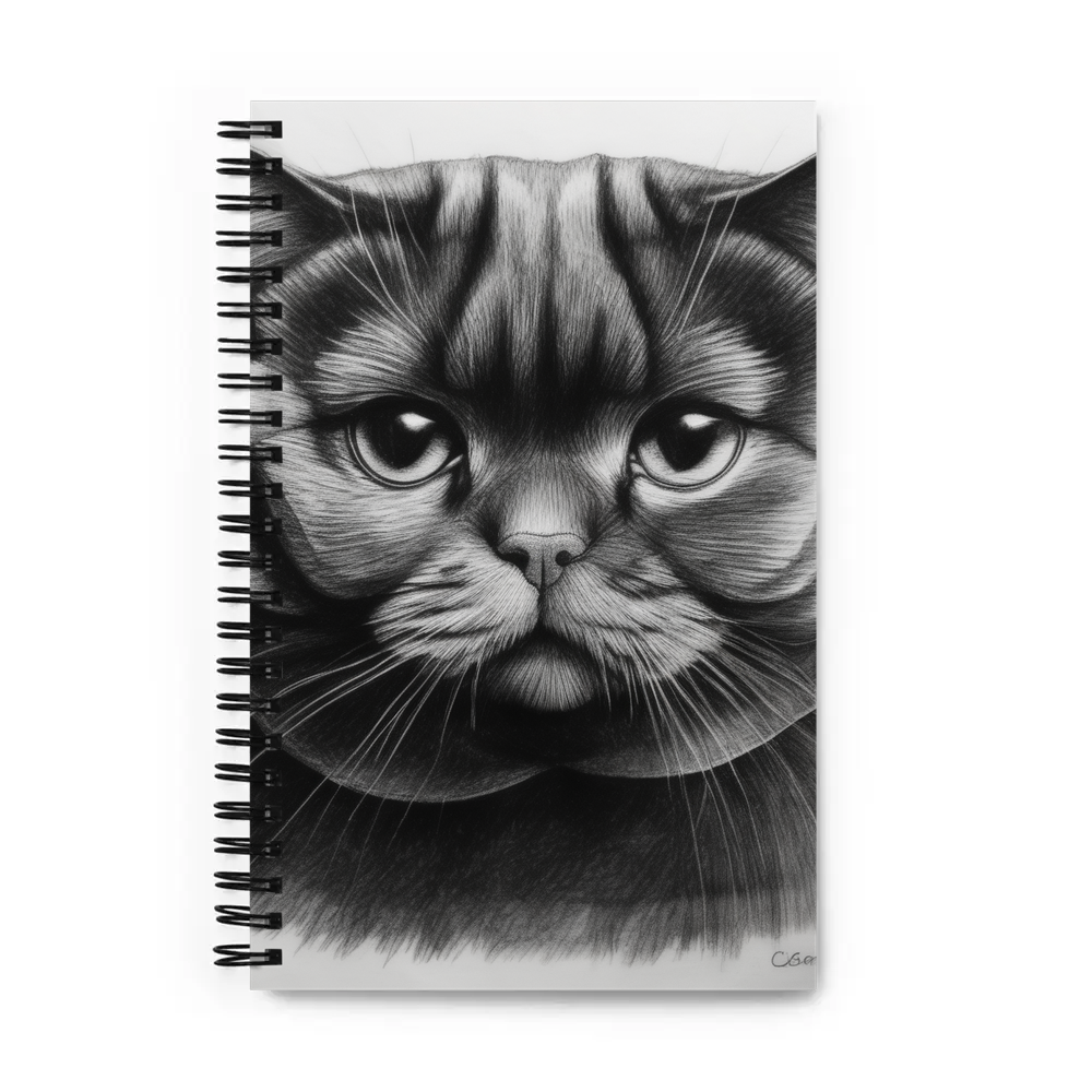 PugMug Custom Black Scottish Fold Cat Spiral Notebook