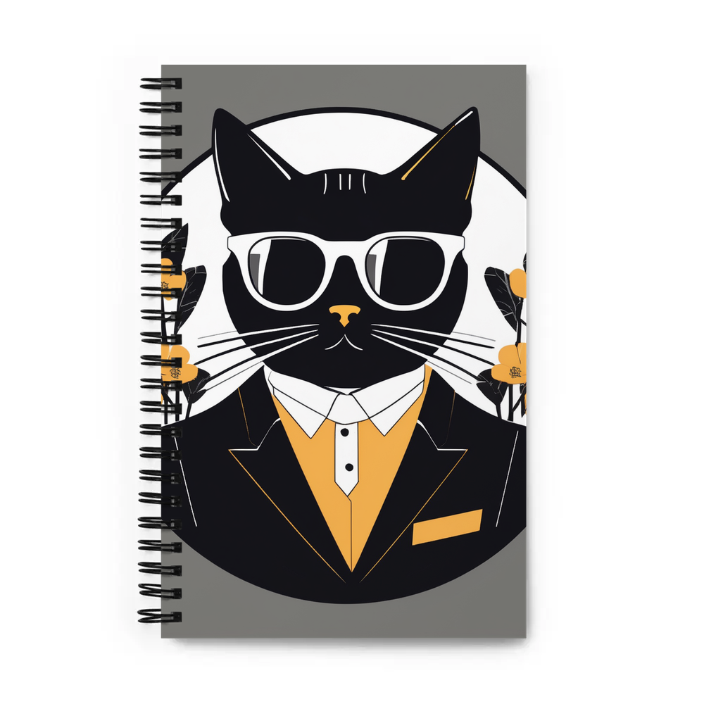 PugMug Custom Black Companion Cat Spiral Notebook