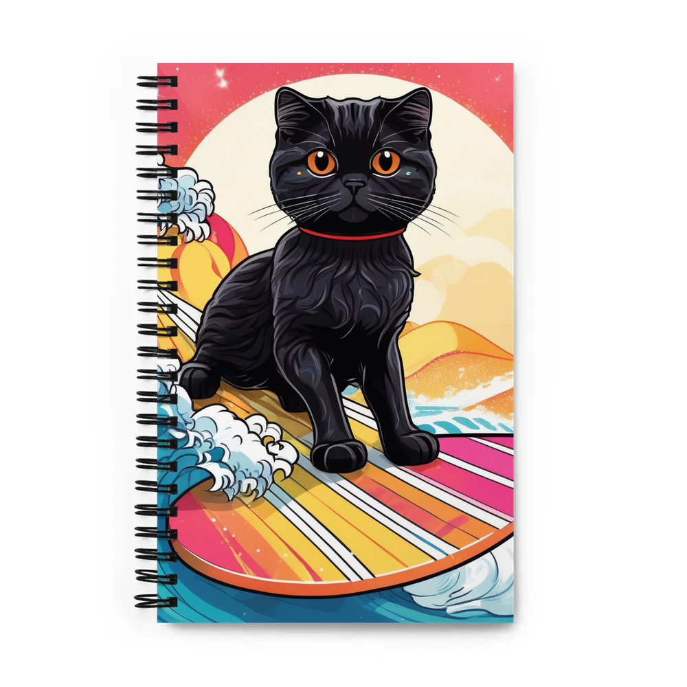 PugMug Custom Black Scottish Fold Cat Spiral Notebook