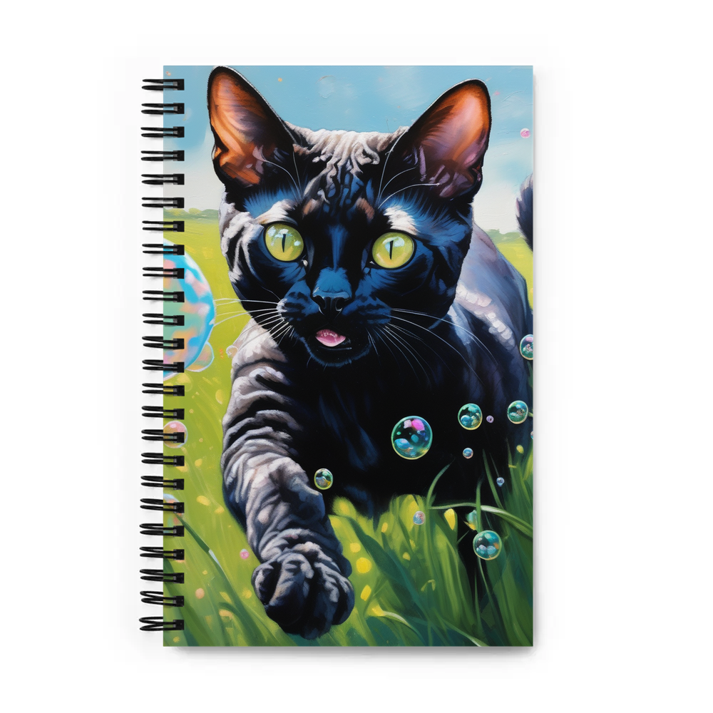 PugMug Custom Black Devon Rex Cat Spiral Notebook