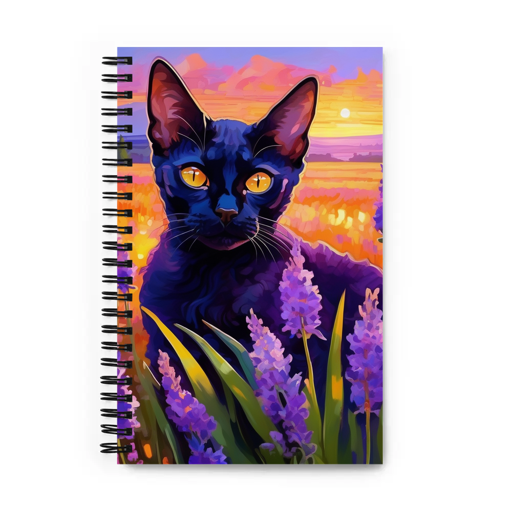 PugMug Custom Black Devon Rex Cat Spiral Notebook