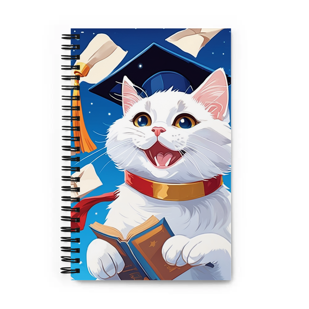 PugMug Custom White Companion Cat Spiral Notebook