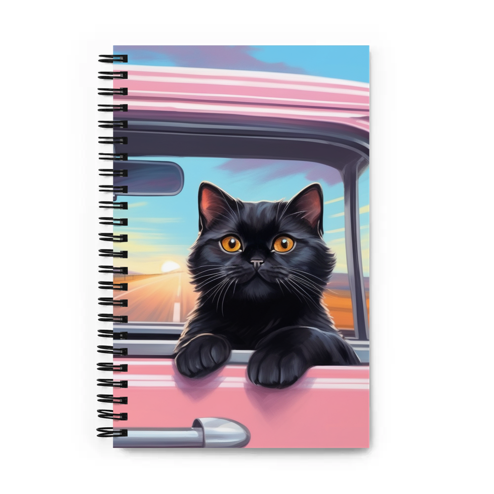 PugMug Custom Black Scottish Fold Cat Spiral Notebook