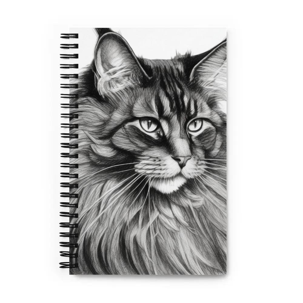 PugMug Custom Black Maine Coon Cat Spiral Notebook