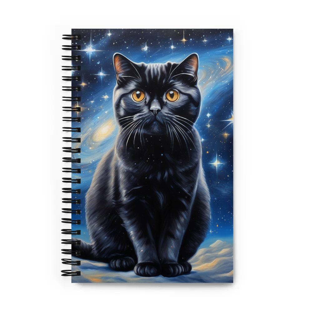 PugMug Custom Black Scottish Fold Cat Spiral Notebook