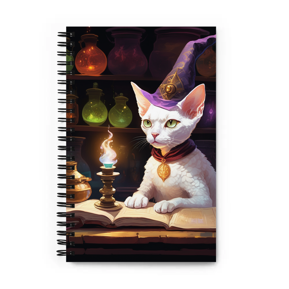 PugMug Custom White Devon Rex Cat Spiral Notebook