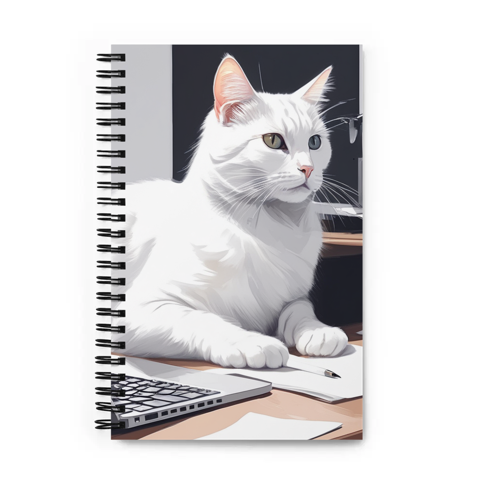 PugMug Custom White Companion Cat Spiral Notebook