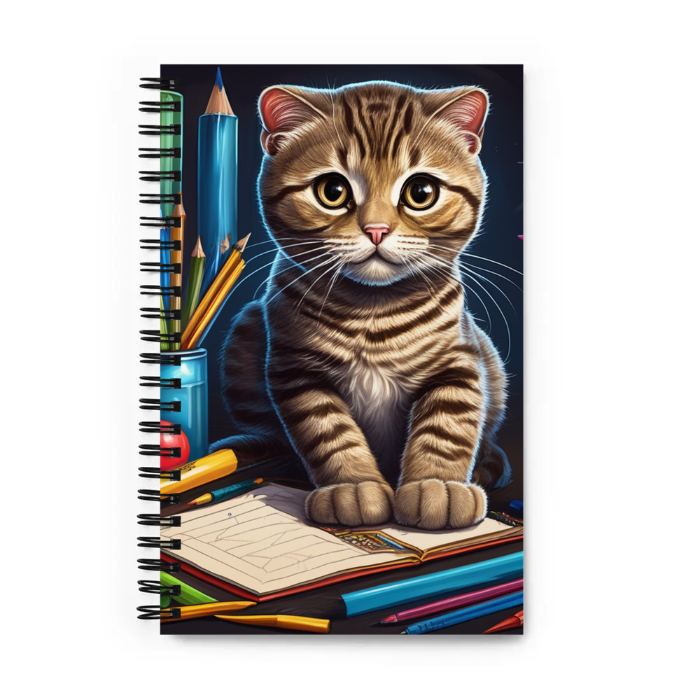 PugMug Custom Tabby Scottish Fold Cat Spiral Notebook