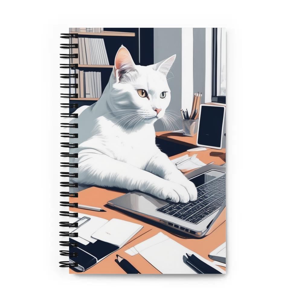 PugMug Custom White Companion Cat Spiral Notebook