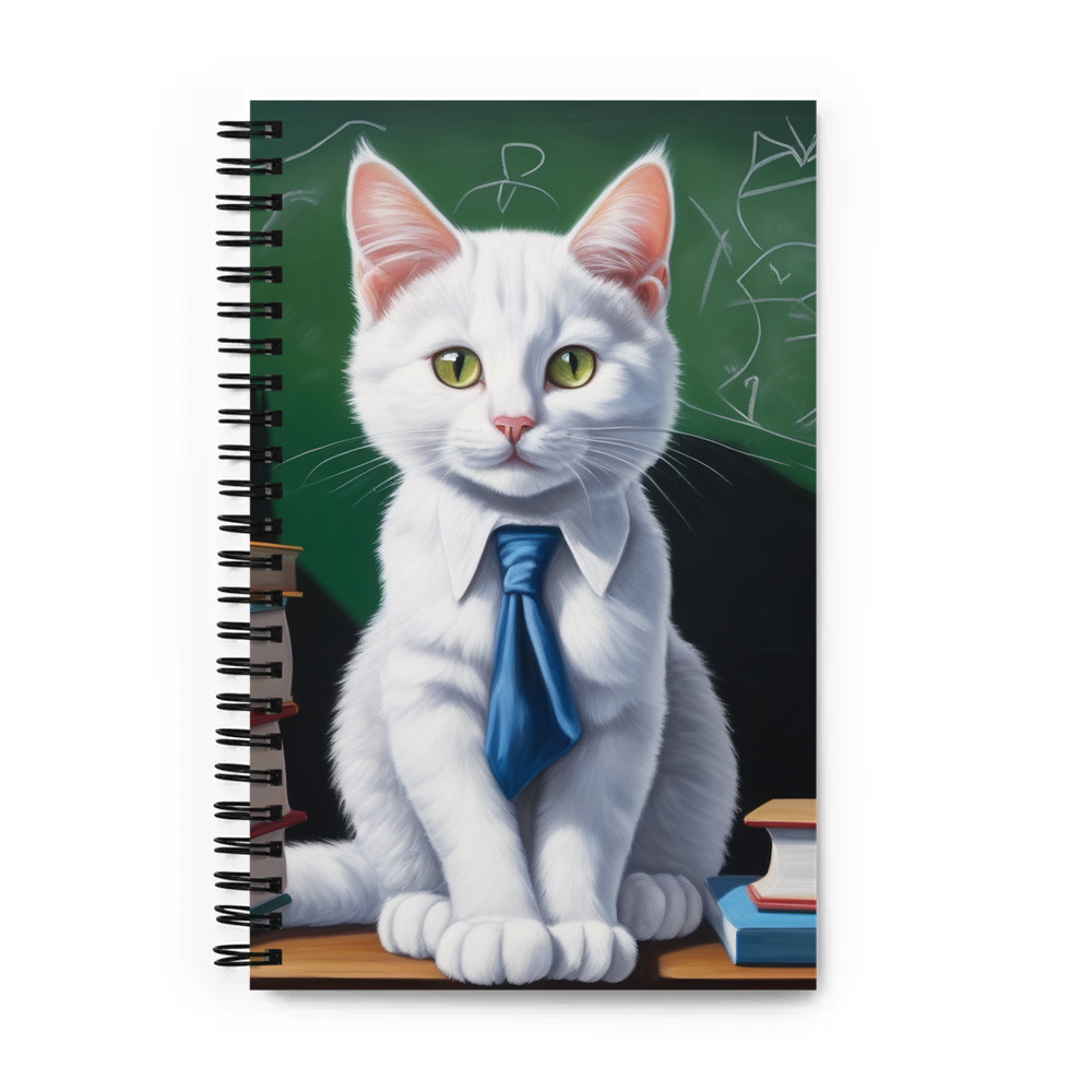 PugMug Custom White Companion Cat Spiral Notebook