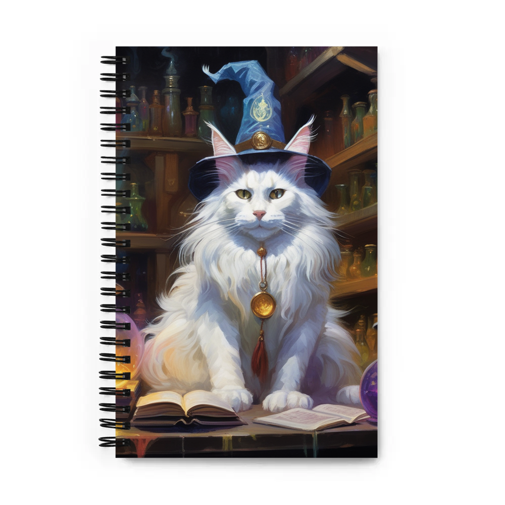 PugMug Custom White Maine Coon Cat Spiral Notebook