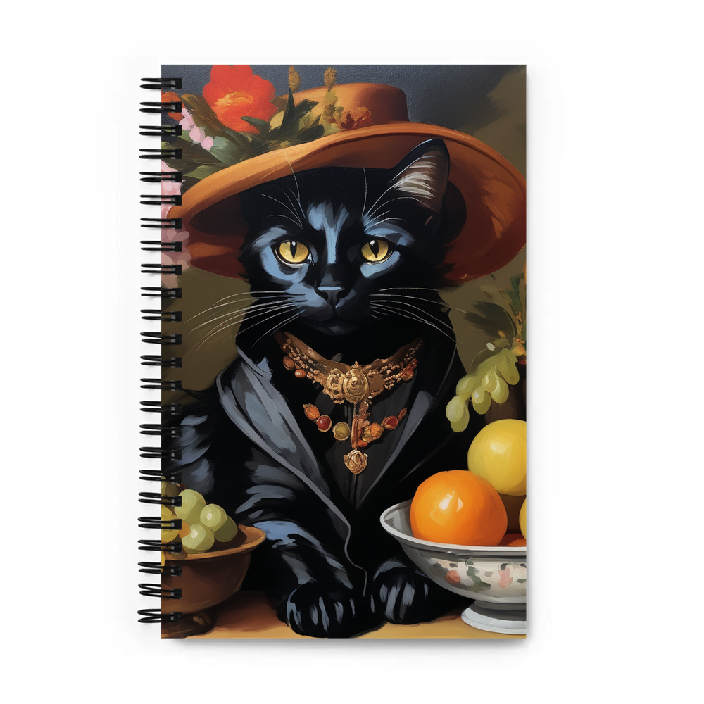 PugMug Custom Black Companion Cat Spiral Notebook