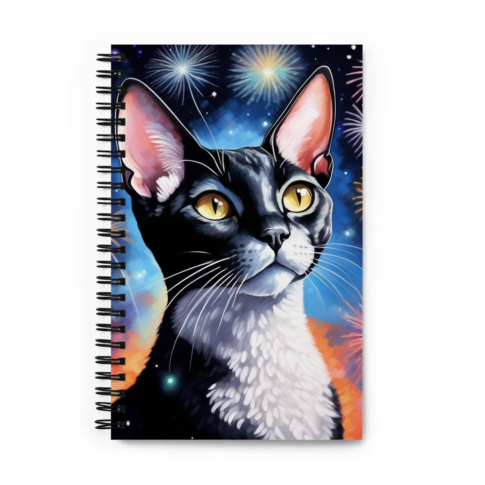 PugMug Custom Black Devon Rex Cat Spiral Notebook