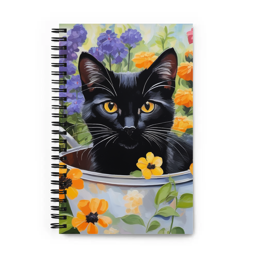 PugMug Custom Black Companion Cat Spiral Notebook