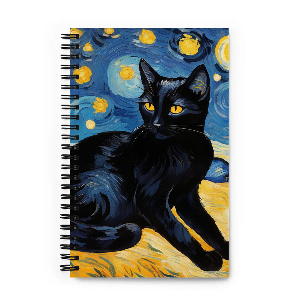 PugMug Custom Black Companion Cat Spiral Notebook