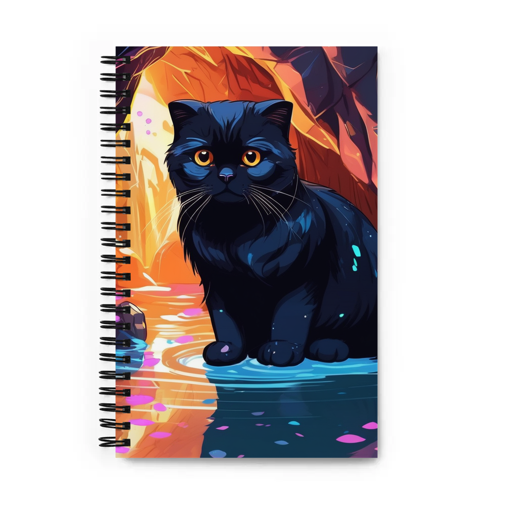 PugMug Custom Black Scottish Fold Cat Spiral Notebook