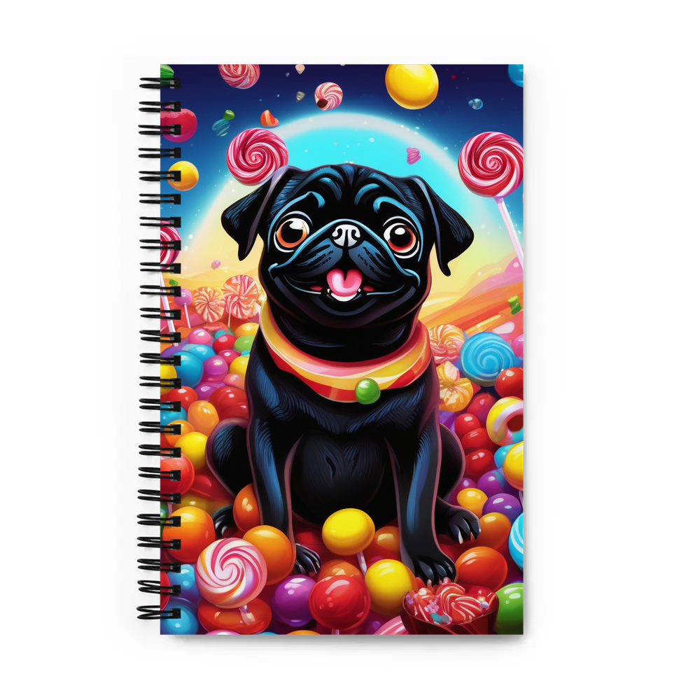 PugMug Custom Black Pug Spiral Notebook