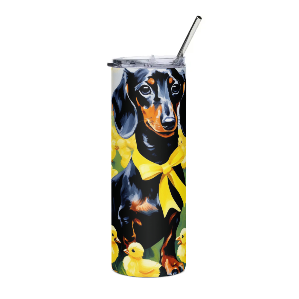 PugMug Custom Black Dachshund Stainless Steel Tumbler