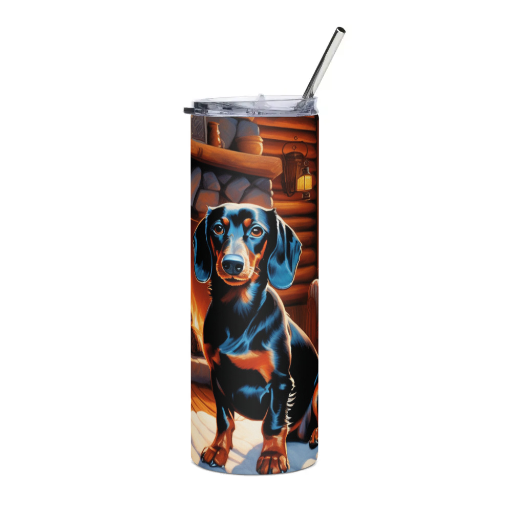 PugMug Custom Black Dachshund Stainless Steel Tumbler