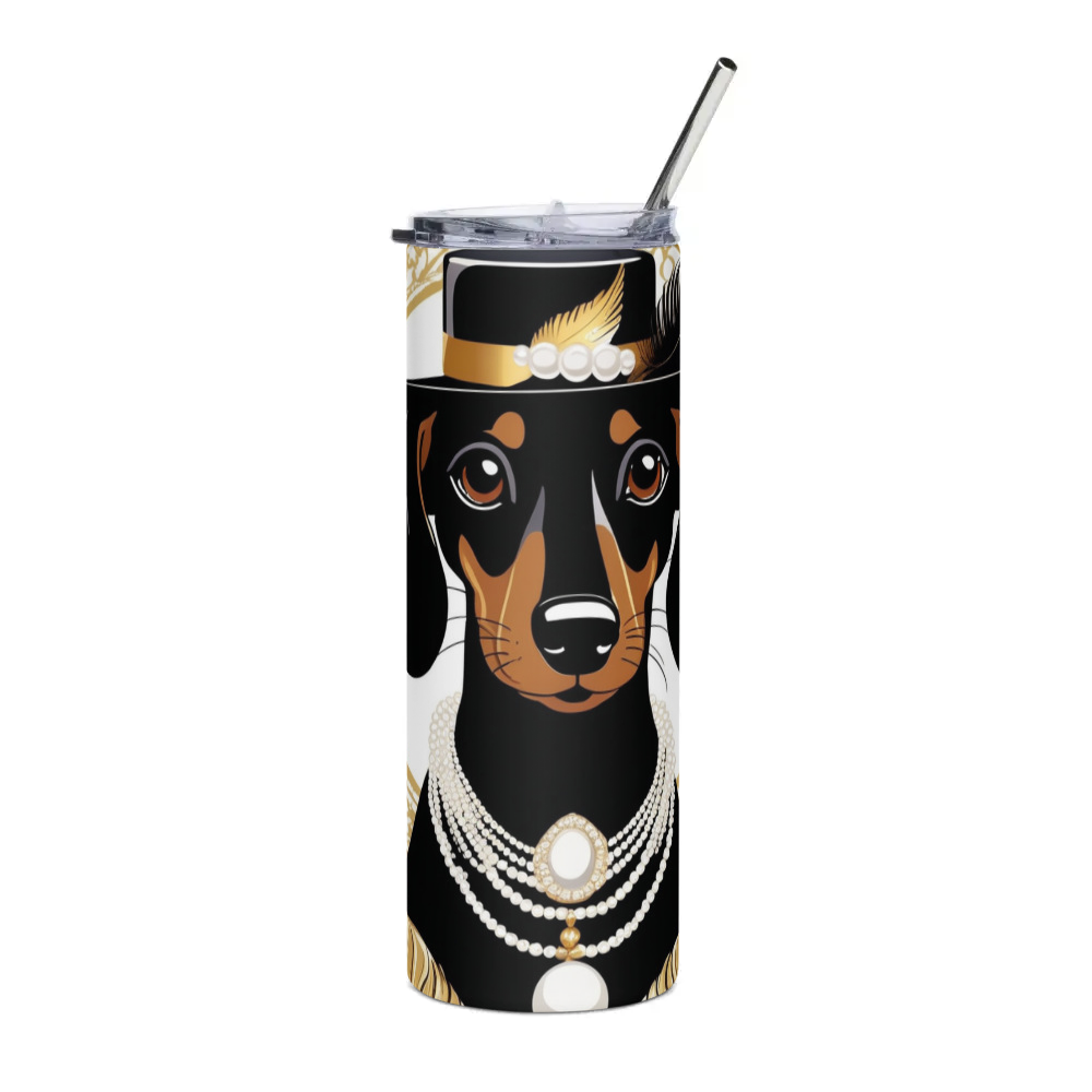 PugMug Custom Black Dachshund Stainless Steel Tumbler