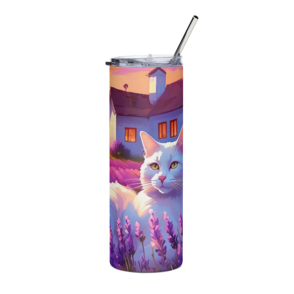 PugMug Custom White Companion Cat Stainless Steel Tumbler