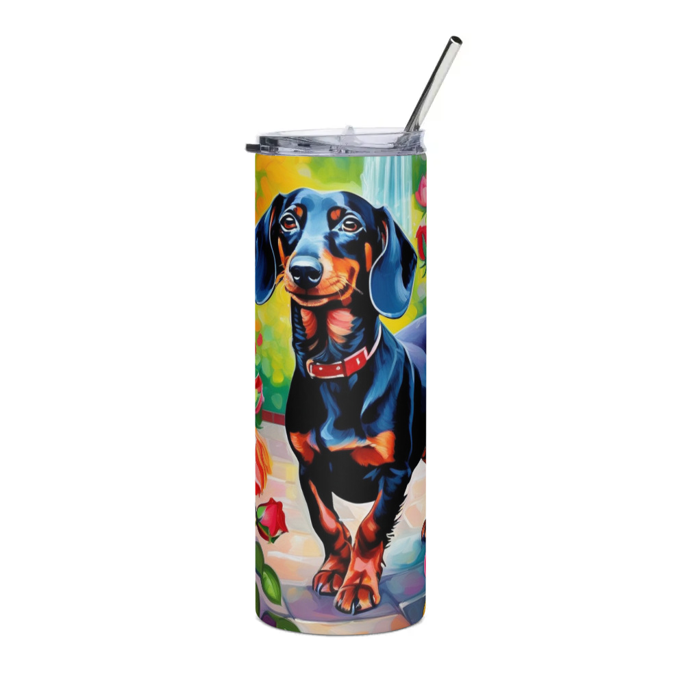 PugMug Custom Black Dachshund Stainless Steel Tumbler