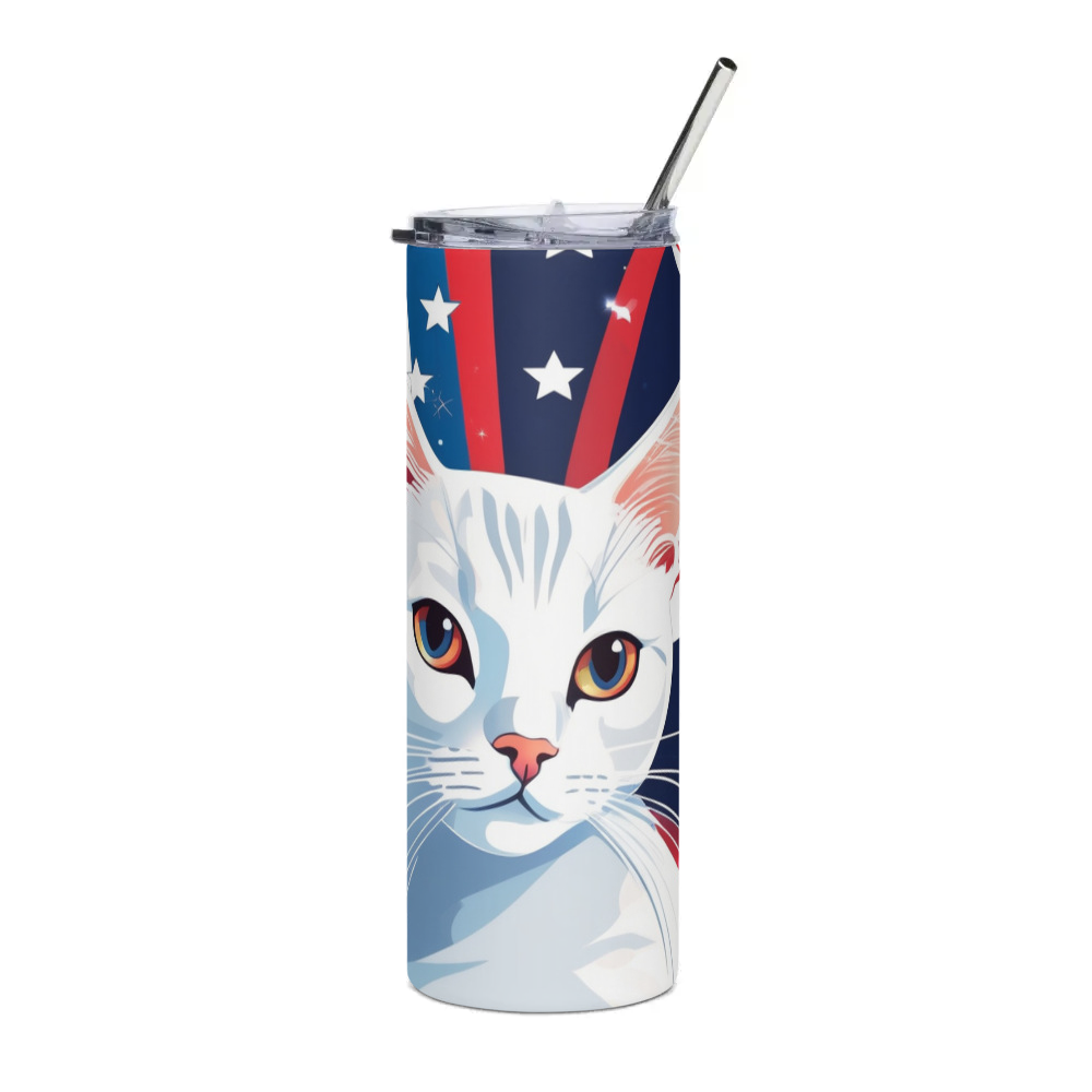 PugMug Custom White Companion Cat Stainless Steel Tumbler